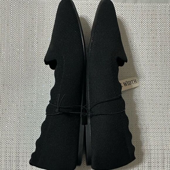 Seychelles 10W Black Solid Pointy Scalloped Squared Knit Memory Foam Flats - Picture 5 of 8